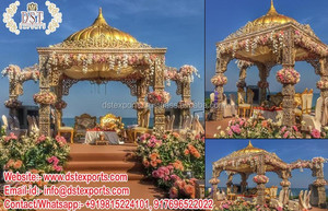 Exclusivo Jodha Akbar tema boda Mandap nuevo diseño boda oro tallado Mandap gran boda india Jodha Akbar MandapsUSA - Product Image 6