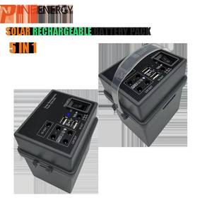 ระบบไฟส่องสว่างขนาดเล็ก 5-in-1 แบบออฟกริด พร้อมแผงโซลาร์เซลล์ 12W แบตเตอรี่ตะกั่ว-กรด พัดลมโลหะ และหลอดไฟ - พาวเวอร์แบงค์แบบพกพา - Product Image 2