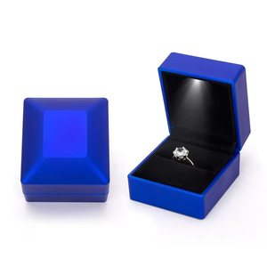 EQ Custom Logo Luxury Wood Wedding Ring Pendant Jewelry <b>LED</b> <b>Light</b> Square Shape Lacquered Finish Hasps Closure Pendant <b>Box</b> - Product Image 4