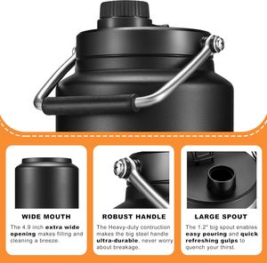 One Gallon <b>Jug</b> 128 oz Large Capacity Stainless Steel Insulated Water Bottles Beer Growler <b>Jug</b> with Handle Lid Outdoor Camp - Product Image 2