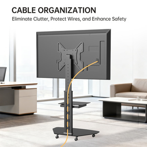 Carrello <span class=keywords><strong>TV</strong></span> <span class=keywords><strong>Mobile</strong></span> Motorizzato di Alta Qualità in Alluminio e Acciaio con Ruote Girevoli, Capacità 40KG, per Uso in Soggiorno, Adatto a <span class=keywords><strong>TV</strong></span>/Monitor <span class=keywords><strong>da</strong></span> 32-70 Pollici - Product Image 5