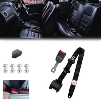 Ceintures de sécurité de haute qualité, ceinture de sécurité universelle à 3 points avec boucle rigide incurvée et câble d'avertissement, accessoires pour ceinture de voiture