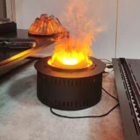 Cheminée d'eau 3D ronde autoportante, foyer à eau, installation requise, avec luminosité de flamme réglable