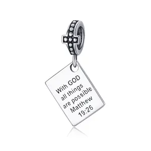 Christianism Silver Fashion Pendant for Jewelry Designer Inspired Bible Charm with Oxidized Process