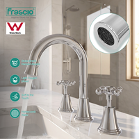 Frascio Chrome Pont Montage Robinet Eau Chaude Froide Salle De Bains Évier Robinets Trois Trous Bassin Robinet pour Salle De Bains En Laiton Évier Robinet Robinet