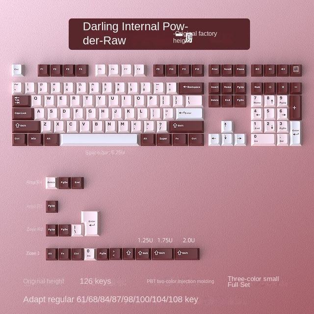 Wholesale Stock Darling PBT Material Mechanical Keyboard Key Cap Set 126 Small Original Height Keycaps