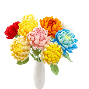Bouquet <span class=keywords><strong>di</strong></span> Peonie Oversize Fatto a Mano all'Uncinetto in Cotone, Fiore Simulato in Filato Lavabile per Regali e Decorazioni per la Casa - Product Image 5