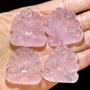 กุหลาบควอตซ์<span class=keywords><strong>เก้า</strong></span><span class=keywords><strong>หาง</strong></span>สุนัข<span class=keywords><strong>จิ้งจอก</strong></span>แกะสลักสัตว์คริสตัลงานฝีมือพื้นบ้านฟ็อกซ์สำหรับการรักษา - Product Image 1