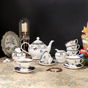Fine Royal Butterfly Pattern 17-Piece British Ceramic Porcelain <strong>Tea</strong> <strong>Set</strong> Modern Bone China Eco-Friendly White <strong>Tea</strong> <strong>Party</strong> <strong>Set</strong> for - Product Image 2