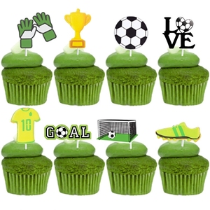 Set di 8 Topper per Cupcake a Tema Sportivo, Pallone da Calcio, Guanti, Trofeo, Decorazioni per Feste di Compleanno, Accessori per Giornate di Calcio - Product Image 6