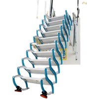 Escalier de grenier pliable en aluminium industriel durable pour intérieur avec garde-corps en verre, conception pliable, garantie de 5 ans pour usage en appartement