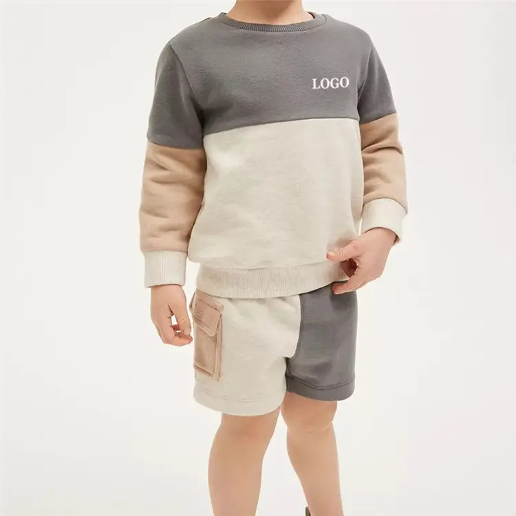 Ensemble de survêtement pour garçons, sweat-shirt et jogging de haute qualité, vêtements décontractés pour enfants, blocs de couleurs, short