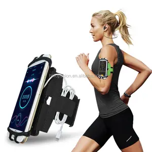 360度可旋转跑步徒步旅行自行车运动健身房臂章盒适用于iPhone，适合4 6.7英寸智能手机，带钥匙扣