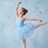 Tutu de danse pour filles en tulle brillant bleu clair, vêtements d'entraînement, vêtements de danse
