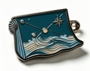 Broche en émail Steampunk Clé et Engrenage, style cloisonné, motif bannière ondulée, ornement de revers en métal, décoration d'arbre de Noël - Product Image 2