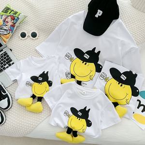 2025 verano Casual elegante Camiseta de manga corta dibujos animados para cara 3D familia trajes a juego para bebé<span class=keywords><strong>s</strong></span> niños y niñas 95% algodón - Product Image 2