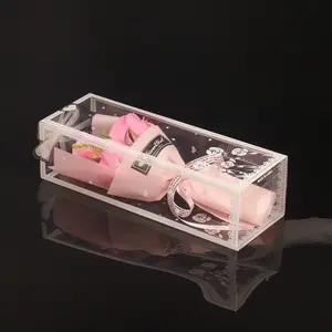 Scatola d'imballaggio del regalo del fiore della rosa conservata quadrata scatola di fiori dell'animale domestico del PVC stampata plastica per san valentino