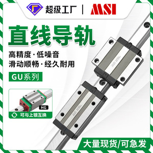 Rail de guidage linéaire MSI avec curseurs verrouillables pour machines industrielles, précision H - Product Image 5