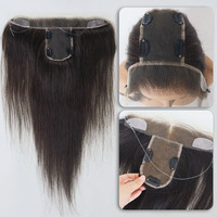 Topper chinois en cheveux vierges de 16 pouces, avec nœuds blanchis, dentelle HD en forme de T, texture raide crépue, ligne de cheveux hybride nouée à la main