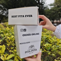 Boîte d'emballage alimentaire jetable personnalisée rapide pour restaurant, boîte à pita, boîte à emporter en papier imprimé avec bande déchirable