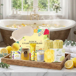 Lemon Fragrance Spa Bath Gift Box Scented Candle Shower <b>Gel</b> Set Valentine's Day Mother's Day Gift for Ladies Spa Home Relax <b>Kit</b> - Product Image 4