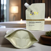 Pochette souple personnalisée avec bec verseur, impression gravure, dorure brillante, résistante à l'humidité, pour emballage cosmétique (savon, huile corporelle, lotion, crème pour les mains)