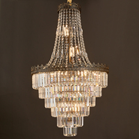 Lustre Rétro Français en Cristal, Longue Suspension pour Escalier en Spirale de Villa, Lampe de Décoration de Mariage Européenne, Plafonnier Creux pour Duplex à Plafond Haut