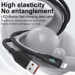Câble de données USB 8 broches en silicone à charge rapide 12W avec affichage numérique LED de bonne qualité pour <span class=keywords><strong>iPhone</strong></span>, certifié CE/FCC, garantie <span class=keywords><strong>12</strong></span> mois - Product Image 6