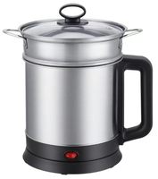 Cuisinière électrique multifonction en acier inoxydable 1,5 L 800 W avec panier vapeur, cuiseur à riz 5-en-1 et mijoteuse pour dortoir et bureau