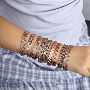 바이오마그네틱 주얼리 순동 커프 뱅글 관절염 자기 힐링 여성 패션 주얼리 세트 99.99% 순수 구리 팔찌 - Product Image 2