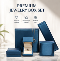 Coffret de luxe personnalisé carré en cuir PU ensemble de bijoux Logo en aluminium personnalisé pour Bracelet bague boucle d'oreille grand collier emballage