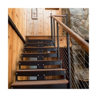 Escalier droit au design moderne pour villa, modèles à détecteur de mouvement lumineux du fabricant chinois pour les escaliers du deuxième étage