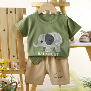 Conjunto de Algodón Puro para Bebés, Diseño de Dibujos Animados, Manga Corta, Camisetas de Algodón Puro para Niños y Niñas, Ropa de Bebé - Product Image 3