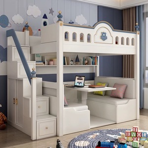 JS FURNITURE <span class=keywords><strong>Lit</strong></span> <span class=keywords><strong>mezzanine</strong></span> moderne pour enfants <span class=keywords><strong>avec</strong></span> <span class=keywords><strong>toboggan</strong></span> <span class=keywords><strong>et</strong></span> escalier, mobilier de chambre en bois pour appartement <span class=keywords><strong>et</strong></span> hôtel, design Montessori - Product Image 5