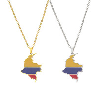 Offre Spéciale personnalisé en acier inoxydable bijoux goutte d'huile colombie Nation carte drapeau hommes pendentif breloque Couples collier pour femmes