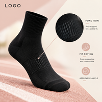 Chaussettes plates noires côtelées avec soutien de la voûte plantaire, respirantes, en maille, pour la course et l'athlétisme, avec gestion de l'humidité et maintien du talon