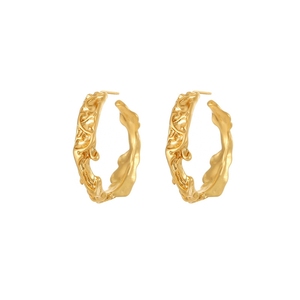 Populaire Argent Aiguille Mode C Anneau Boucle D'oreille Vintage Vieux Or Plié Irrégulier Femmes Bijoux Boucles D'oreilles - Product Image 5