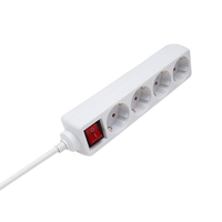 Multiprise Schuko 4 voies avec interrupteur, 4 prises 16A 250V, options de câble 3m/5m/1.8m, mise à la terre standard, utilisation domestique