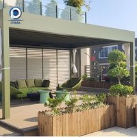 Pavillon en aluminium personnalisé Prima avec tables et chaises pivotantes, abri solaire extérieur pour cour, pavillon de loisirs sur mesure pour jardin et terrasse