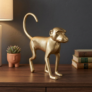 11D X 41W X 45H Handmade Eco-Friendly Aluminium Monkey Sculpture Modern Animal Figure Art <b>Decor</b> for Living Room Tabletop Display - Product Image 2