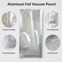 Sachet sous vide en aluminium avec face transparente et dos en aluminium, scellé sur 3 côtés, emballage multicouche PET AL PE