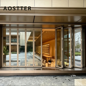 AOSTTER <span class=keywords><strong>Porta</strong></span> Pieghevole in Alluminio Dorato con Pannello di Sicurezza ad Alta Trasparenza e Cerniera Senza Manutenzione <span class=keywords><strong>per</strong></span> Patio di Lusso - Product Image 4