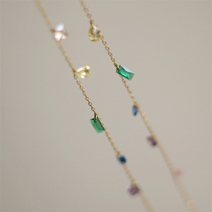 Wholesale Girl Stainless Steel Jewelry Link Chain rainbow Stone Charm <b>Bracelet</b> - Product Image 4