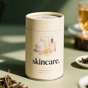 Flavored Tea Gift Cylindrical Cardboard Tube Custom Pattern Print <b>Round</b> Paper <b>Box</b> With Window For Herbal Tea Packaging - Product Image 2