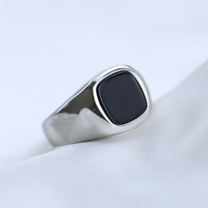 Men's Geometric Square Stainless Steel <b>Ring</b> Gold Bezel Setting Gift Jewelry CG1642 - Product Image 3