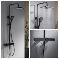 Ensemble de douche en or rose brossé, style européen, robinet de douche tout en cuivre, salle de bain à domicile, douche à effet pluie dorée de luxe