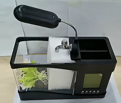 Acrílico Desktop <span class=keywords><strong>Aquarium</strong></span> Mini Tanque De Peixes Com Água Correndo Lcd Tempo Relógio Alarme Colorido Led Lâmpada Luz Calendário Detém Para Casa - Product Image 6