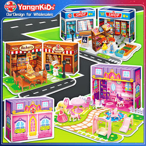 Ensemble <span class=keywords><strong>de</strong></span> jeu 3D <span class=keywords><strong>de</strong></span> simulation <span class=keywords><strong>de</strong></span> base militaire pour enfant avec supermarché semblant d'épicerie Dessert cuisine Hamburger boutique voiture avion jouets - Product Image 1