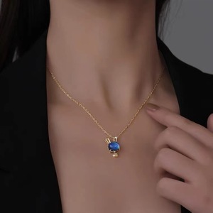 Thermosensitive Stone <b>Rabbit</b> Necklace For Women Gradient Color Cute Animal Pendant Titanium Steel Clavicle Chain <b>Gift</b> - Product Image 2