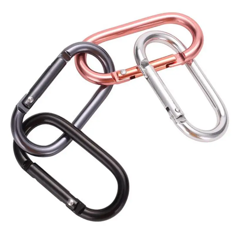 HXY 7# O oval shaped 67*32mm aluminum alloy metal all black white camping hiking carabiner spring hooks for headphones